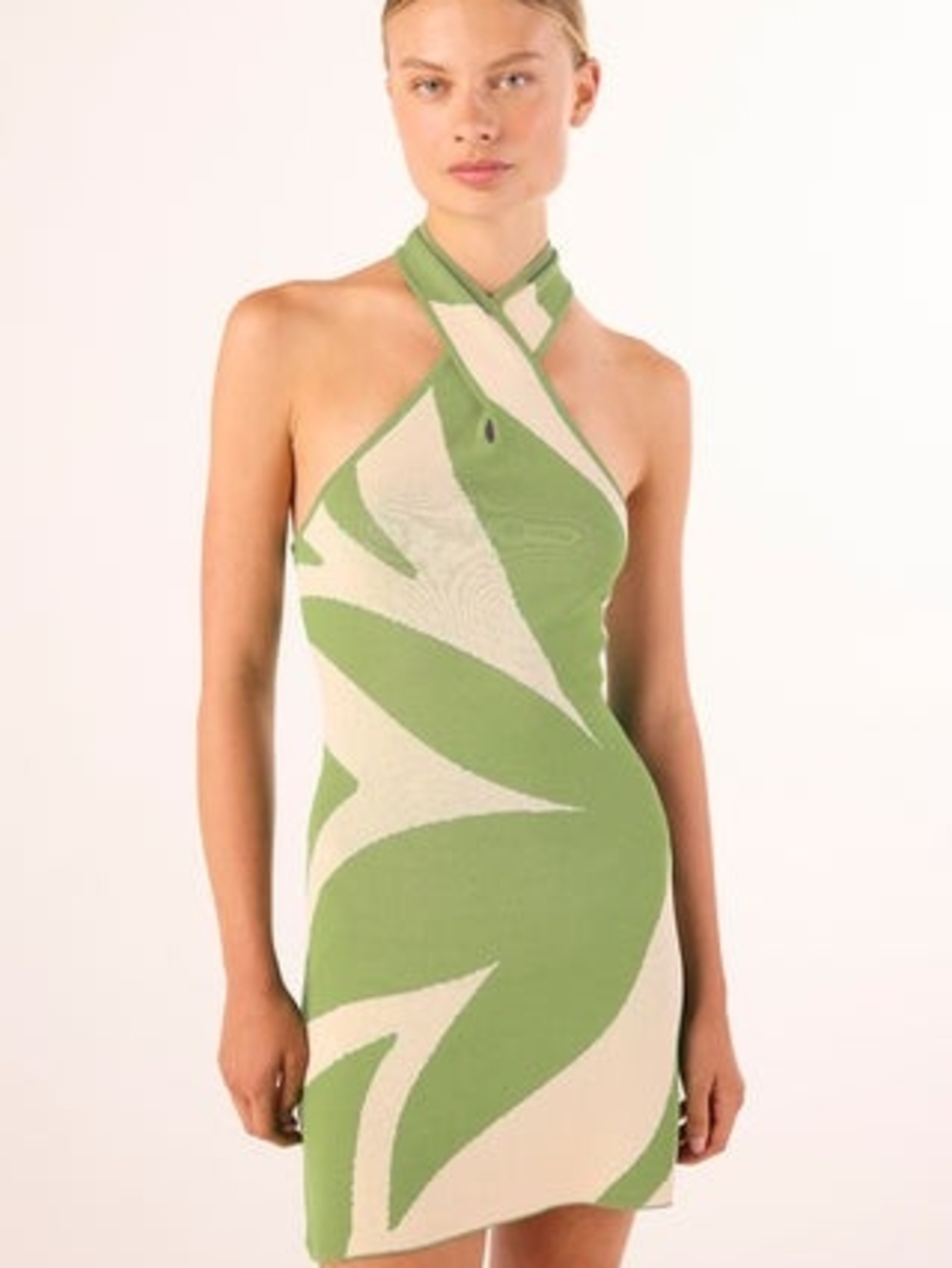 MISA Los Angeles "Ishani Dress" In Palm Leaf Design